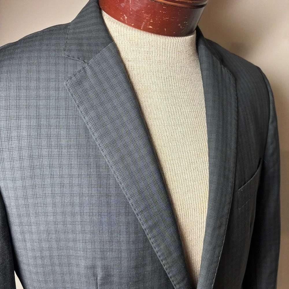 BOSS HUGO $649 Virgin Wool Blazer Dark Gray Check Two-Button US‎ 38R MINT